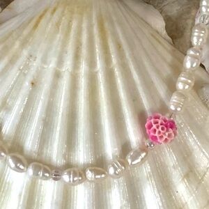 Freshwater Pearl Pink Dahlia Necklace